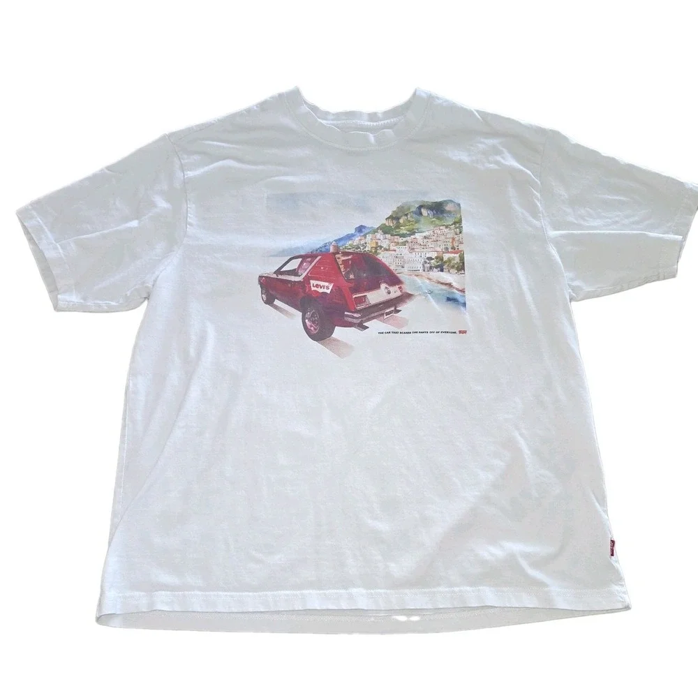 Levis Mens Medium White AMC Gremlin Vintage Car Graphic Boxy Fit T Shirt Cotton